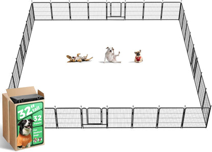 FXW Rollick Unleashed Dog Playpen for Indoor, Yard, RV Camping, 32 inch 32 Panels for Small and Medium Dogs, Black│Patented