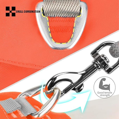 Lightweight Dog Harness, Large to Very Large Breeds, Adjustable Fit.Pet Harness with Pocket, Dog Training Harness for Outdoor Walking Running, Hiking (Orange, M)