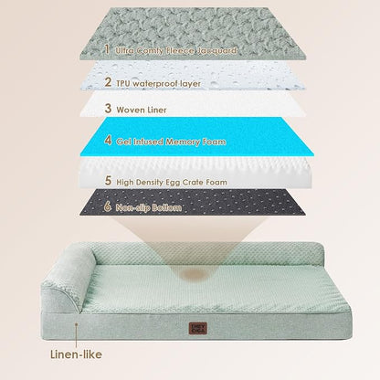 EHEYCIGA Orthopedic Dog Bed Medium Size Dogs, Memory Foam Dog Bed with Washable Removable Cover, Waterproof Pet Sofa Couch for Crate with Nonskid Bottom, 30x20x6, Greyish Green | Small Dog Sofa with Washable Removable Cover, Waterproof Pet Couch for Cr...
