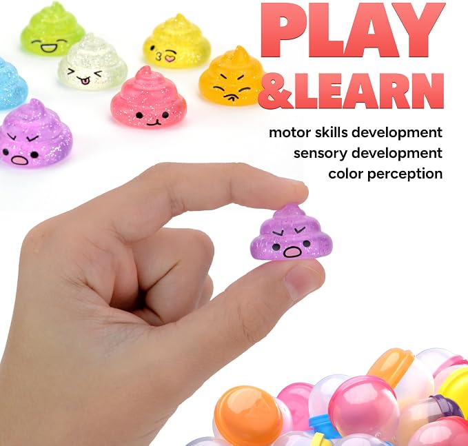 Unicorn Poop Mini Toys in Capsules - 50 Pcs of 1.1 Inch Acorn Capsule and Unicorn Toy Poop for Kids - Plastic Capsules for Toys Bulk - Vending Machine Refill