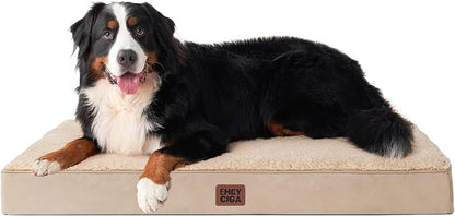 EHEYCIGA Orthopedic XXL Dog Beds for Jumbo Dogs with Removable Washable Cover,Khaki, 50x36