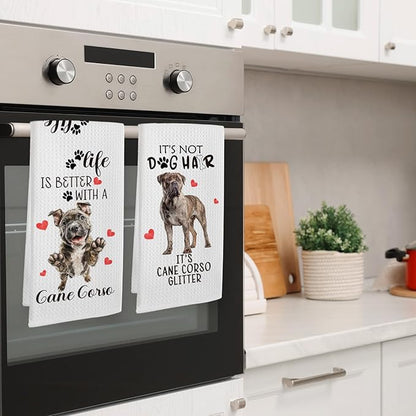 Cane Corso Gifts Kitchen Towels Set of 2, Dog Funny Hand Towels for Kitchen Bathroom Decor, Gifts for Dog Moms Lovers Owners Women Men Christmas Dishcloths Dish Towel 16X24 Inches