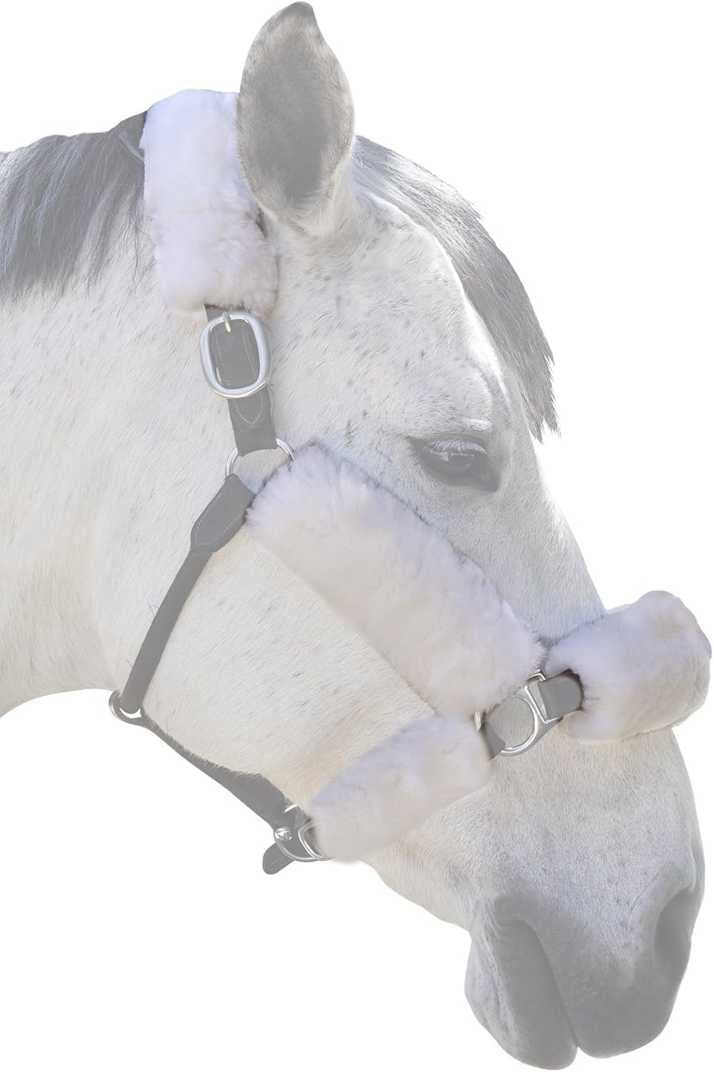 ECP Equine Comfort Products Merino Sheepskin Halter Fleece Set for Horses, 100% Natural Wool, Chafe Protection, Breathable Relief & Cushioned Comfort, Machine Washable, 6-Piece Set