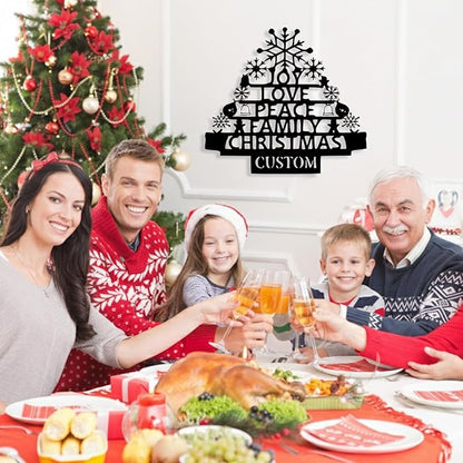 Personalized Christmas Tree Metal Sign, Custom Signs Outdoor Metal Wall Decor, Merry Christmas Tree Signs Wall Decoration for Home Living Room, Bedroom, Office, Garden, Porch