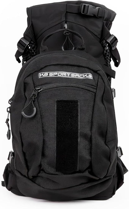 K9 Sport Sack Plus 2 - Large, Jet Black - Ideal for Dogs 20-22” Long - Adjustable, Backpack-Style Carrier with Multi-Functional Storage Pack, Thick Shoulder Straps & Padded Back Panel