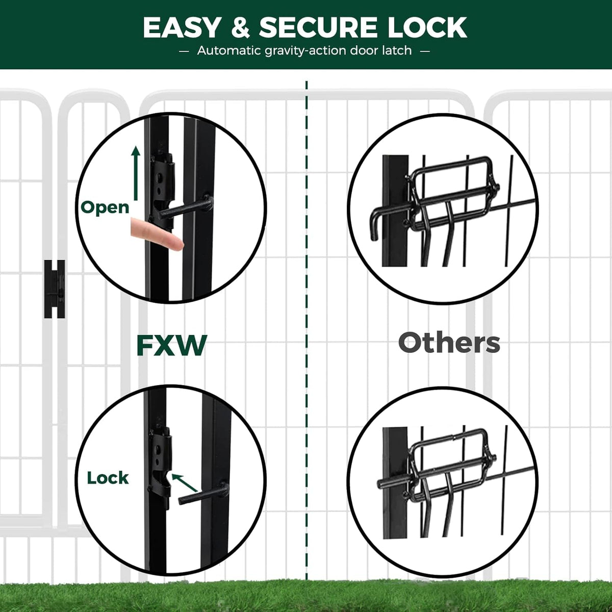 FXW Rollick Unleashed Dog Playpen for Indoor, Yard, RV Camping, 50 inch 32 Panels for Large Dogs, Black│Patented