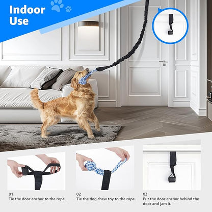 LOOBANI Spring Pole Dog Rope Toys - Tug of War Dog Toy for Pitbull Medium to Large Dogs, Indoor Outdoor Use Bungee Hanging Exercise Ropes Muscle Builder Interactive Toys (Door Hanging Style)
