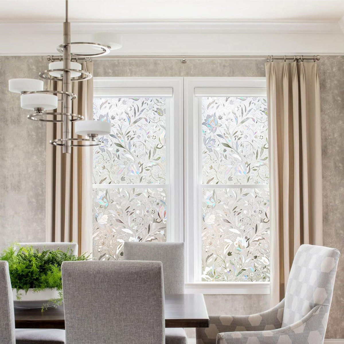 Kromapolis Window Film Privacy - Frosted Glass Decorative Film, Static Clings, No-Glue (17.5 x 157.4 inch)