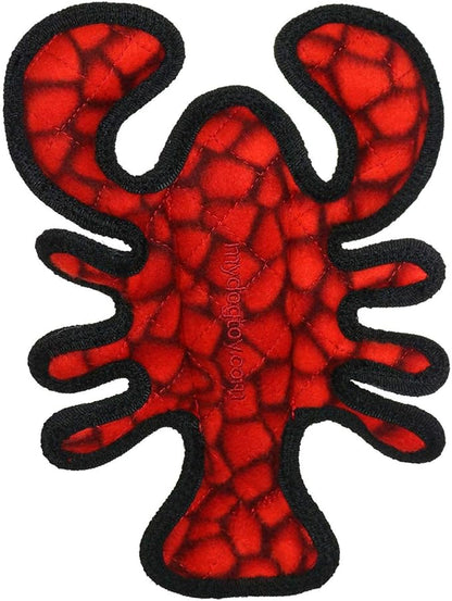 TUFFY - World's Tuffest Soft Dog Toy - Ocean Larry Lobster -Squeakers - Multiple Layers. Made Durable, Strong & Tough. Interactive Play (Tug, Toss & Fetch). Machine Washable & Floats. (Junior 2 Pack)