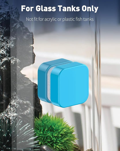 Pawfly Magnetic Aquarium Glass Cleaner Fish Tank Magnetic Brush with Mirror, 1.5 Inch Mini Fish Tank Glass Cleaner Cleaning Tool for 2/5 Inch Thick Aquarium up to 10 Gallons (Non-Floatable)