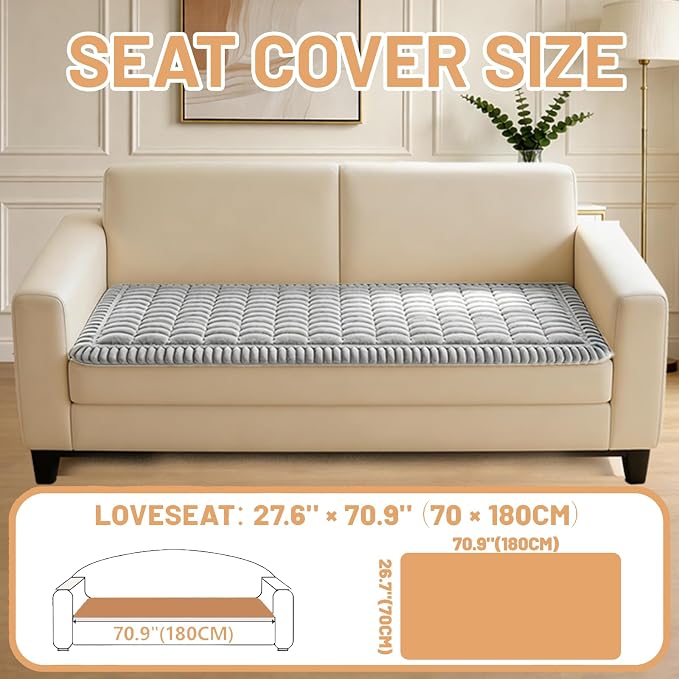 Couch Cover for Dogs Washable,Non Slip Fuzzy Durable Pet Friendly Cozy | Soft Slipcovers for 3 Cushion Sofa Cover,Plush Thick Protector Fits Mat Bed Leather & Fabric Couches (Light Grey 27.6"x70.9")