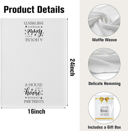 Dog Hand Towel, A House is Not a Home Without Paw Prints, Waffle Weave Microfiber Pet Kitchen Towel, Cute Decor for Dog Lovers