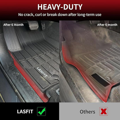 LASFIT Floor Mats for Jeep Grand Cherokee L 2021-2025 2026 (ONLY for 6-Passengers Without Center Console) All Weather TPE Custom Fit Car Mats Floor Liners 1st & 2nd & 3th Row, Black