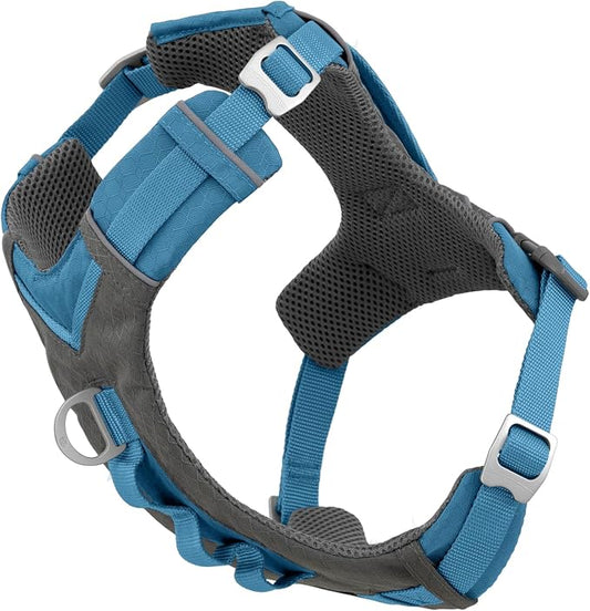 Kurgo Journey Air Dog Harness, Blue, Small | Padded Chest, Ripstop Outer & Breathable Mesh, Back Assist Handle, Rust-Free Aluminum Hardware, Reflective Trim