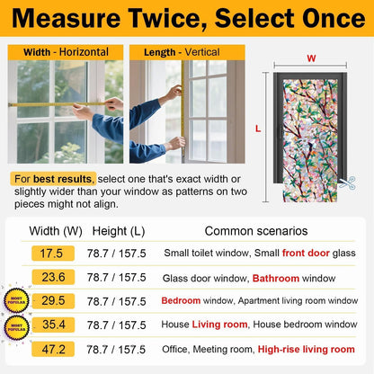 Rainbow Window Privacy Film Decorative, 3D Decals Stained Glass Clings, Static Cling Sticker, Suncatcher Windows Cover Tint for Home, 29.5 inch x 78.7 Inch