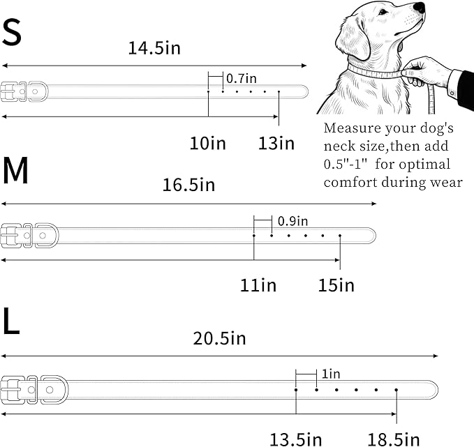 Light Blue Soft Leather Dog Collar for Small,Medium, Large Dog, Comfortable and Adjustable (Wide: 0.55'' for Dog's Neck: 9''~12'', Light Blue, S)
