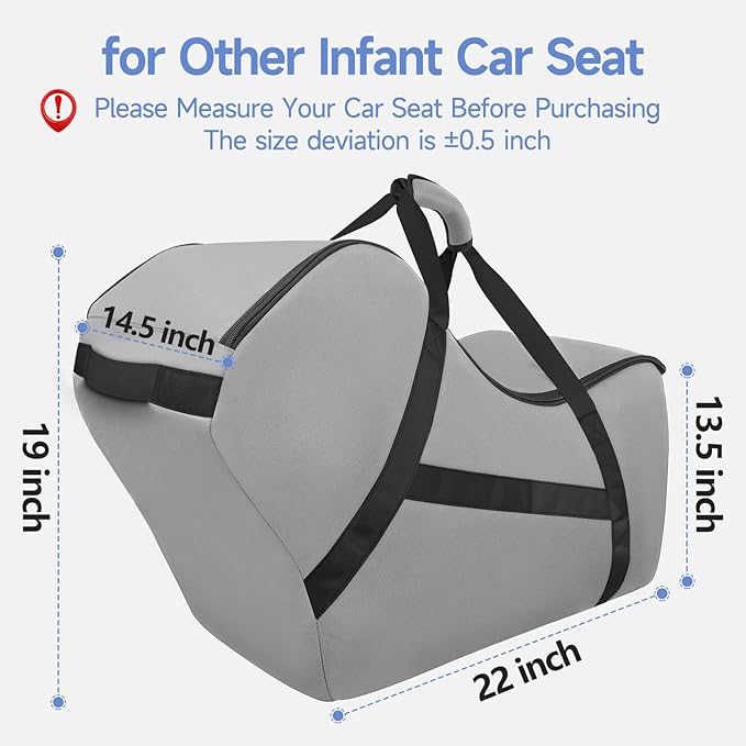YOREPEK Infant Car Seat Travel Bag Compatible with UPPAbaby MESA V2 and Base,Fit for All Nuna Pipa Car Seat and Base, Padded Car Seat Bags for Air Travel, Carseat Cover for Airplane Travel, Grey