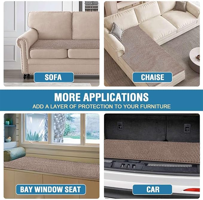 H.VERSAILTEX Plush Chenille Couch Cover for 3 Cushion Couch Anti Slip Washable Sofa Slipcovers Soft and Durable Furniture Protector for Dogs Cats Kids (27.5" x 82", Cuban Sand)