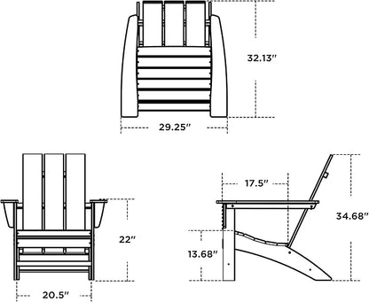 POLYWOOD AD420TE Modern Adirondack Chair, Teak