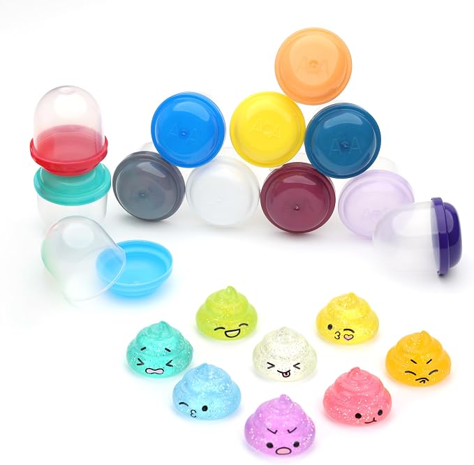 Unicorn Poop Mini Toys in Capsules - 50 Pcs of 1.1 Inch Acorn Capsule and Unicorn Toy Poop for Kids - Plastic Capsules for Toys Bulk - Vending Machine Refill