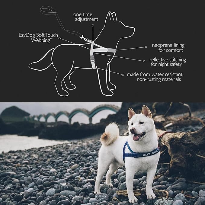 EzyDog Quick Fit Dog Harness, Soft Neoprene Padding - XX-Small, Pink | Fast One-Click Buckle, Adjustable Fit, Strong Reinforced Materials, Reflective Stitching, No Pull Dog Harness, Easy Walking