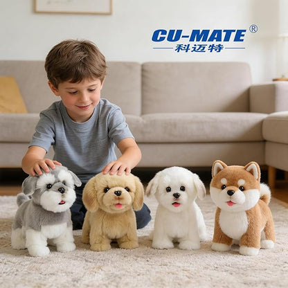 CU-MATE Plush Interactive Simulation Dog-Realistic Puppy Electronic Toy Dog Cat with Walking/Barking/Wagging Tail/Talking-Like Real Robotic Present (Electric Akita)