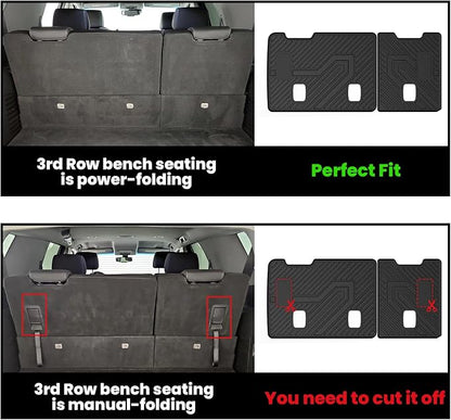 LASFIT Trunk Mat with Backrest Mat 2015-2020 for GMC Yukon (Only Yukon, Not Fit Yukon XL)/Cadillac Escalade (Only Escalade, Not Fit Escalade ESV)/Chevrolet Chevy Tahoe, All Weather TPE Custom Fit