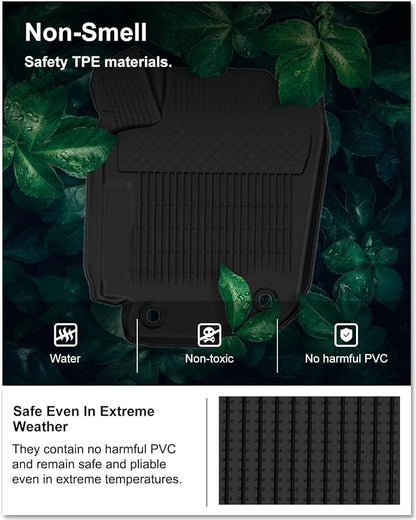 KIWI MASTER Floor Mats for 2013-2018 Toyota RAV4 (Non-Hybrid), OEM Replacement PT908-42165-20, Custom Fit All Weather Car Mats, Heavy Duty TPE Floor Liners, Front & Rear 2 Row, Black