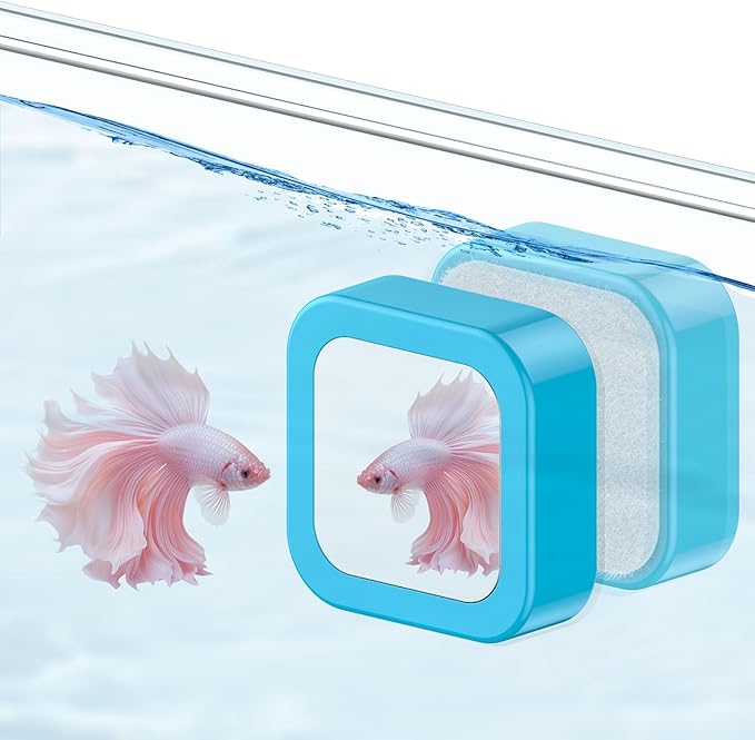 Pawfly Magnetic Aquarium Glass Cleaner Fish Tank Magnetic Brush with Mirror, 1.5 Inch Mini Fish Tank Glass Cleaner Cleaning Tool for 2/5 Inch Thick Aquarium up to 10 Gallons (Non-Floatable)