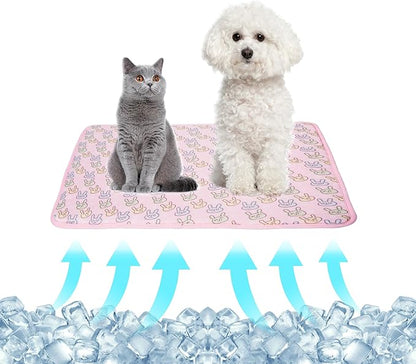 NACOCO Pet Cooling Mat Cat Dog Cushion Pad Summer Cool Down Comfortable Soft for Pets and Adults (L, Pink)