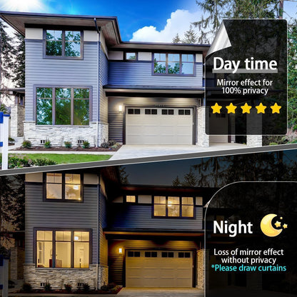 Niviy One Way Window Privacy Film Window Tint for Home See Out Not in Effect Anti UV Heat Control Glass Door Film for Home Office (Silver 17.5" x 78.7")