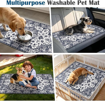 Washable Pee Pads for Dogs, 2 Pack Reusable Puppy Training Pads 48"x48" Super Absorbent Waterproof Dog Training Pads, Non-Slip Potty Pads, Whelping Pads Litter Mat Navy Blue