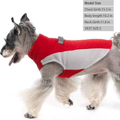 KOOLTAIL Small Dog Sweater - Dog Fleece Vest Jacket with Leash D-Ring for Small Medium Dogs, Soft Pullover Winter Warm Cold Weather Coats, Pet Fall Clothes Outfit for Puppy Cat Boys&Girls, Red M