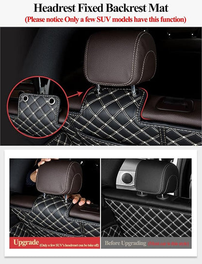 for BMW X7 X7 2+2+2 Seater Trunk Mat Cargo Cover Dog Liner Boot Liner Full Coverage Leather 3D Laser Measured (Trunk Mat+3rd Row Backrest Mat+Both Sides Panel) (Black with Black Stitching