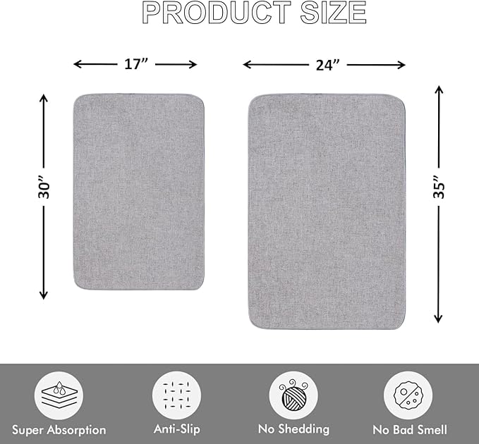 Indoor Door Mat, 1/10 in Ultra Thin Door Mat, Non-Slip Natural Rubber Backing Inside Doormat, Washable, Low-Profile Entrayway Mats, Durable Dirt Trapper for Various Entrance, 47''X24'', Grey