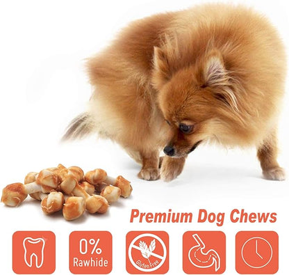 Chicken Dog Chew Bones Medium, Rawhide Free, Grain Free, Made with Real Chicken & Wholesome Vegetables, Knotted Bones Medium 5pcs/Pack