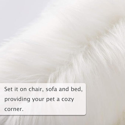 Asrug Faux Fur Dog Rug Plush and Fluffy Dog Mat Ultra Cozy Pet Throw Rug for Dogs Cats, Luxury Soft Faux Sheepskin Chair Cover Seat Pad Shag Fur Area Rugs for Bedroom, White, 24 by 36 inches