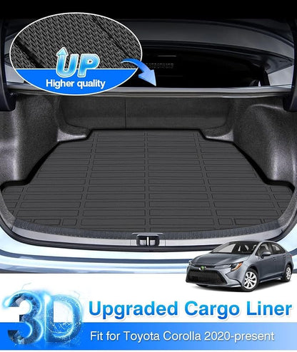 Cartist Cargo Liner Fits for Toyota Corolla Sedan & Corolla Hybrid 2020-2024 (Not for Corolla Cross & Hatchback) All Weather Trunk Mat Durable 3D Upgrade Anti-Slip Rear Cargo Mat Trunk Liner Black