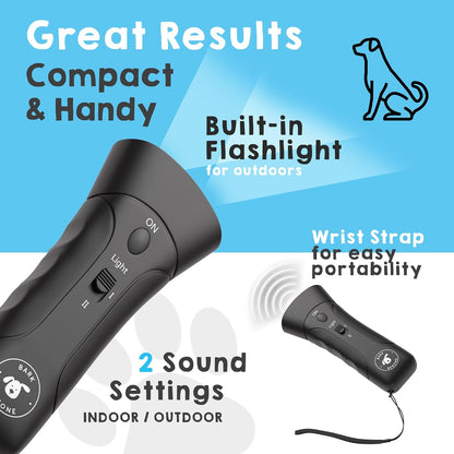 2023 Ultrasonic Dog Bark Deterrent & Behavior Corrector - Stop Barking, Jumping, Aggression Without Yelling - Just Point & Press! Backed by Kevin Harrington from Shark Tank