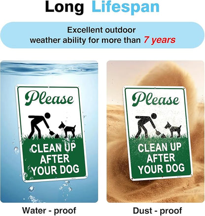 Clean Up After Your Dog Signs, 10x7in Optional Accessory Bundle, Please Pick Up Your Dog Poop, no poop signs for yard Keep Off Grass,4pc,zinclue