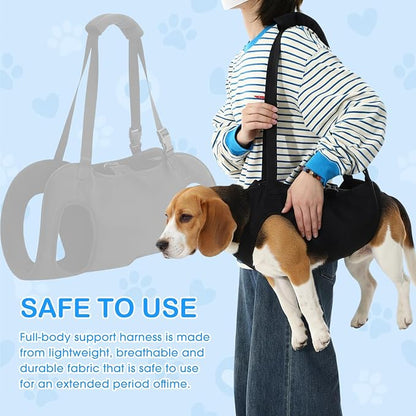 Shinylin Dog Carry Sling Emergency Backpack Pet Legs Support and Rehabilitation Dog Lift Harness Adjustable Lifting Straps Carrier for Senior Dogs Joint Injuries, Arthritis, Hiking, Skiing, Black (M)