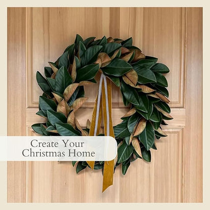 CG Hunter Holiday Collection Faux Wreath, Premium Artificial Indoor and Outdoor Large 30" Magnolia Leaf Christmas Wreath, Christmas Decorations and Holiday Greenery