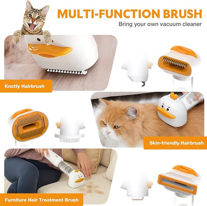 Cat Dog Grooming Vacuum Kit with Brush, Low-Noise Pet Hair Shedding Trimming Grooming for Indoor Cats Dogs, 4 in 1 Pet Vacuuming Groomer for Long or Short Haired Kitten Accessories(White)