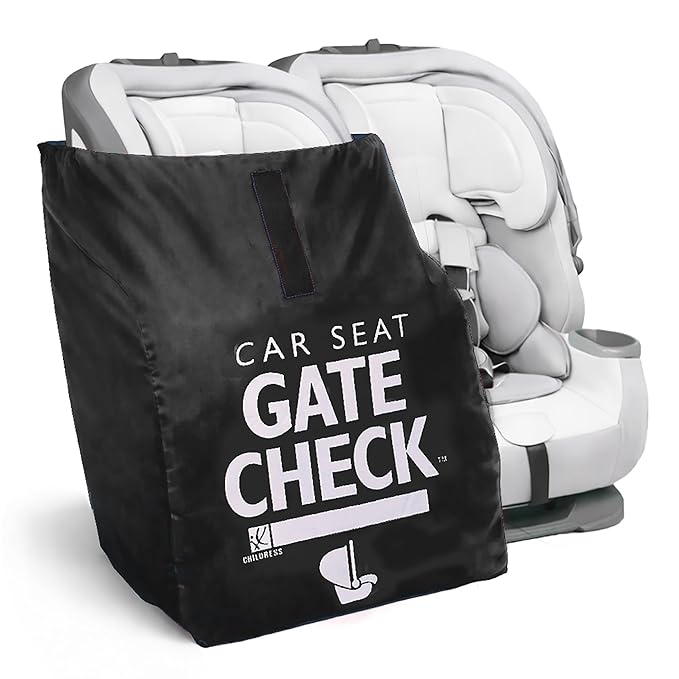 J.L. Childress Gate Check Travel Bag for Car Seats - Car Seat Travel Bag for Airplane, Fits All Baby & Infant Carriers, Airport Accessories for Gate Check, Flying Essentials, AirTag Compatible - Black