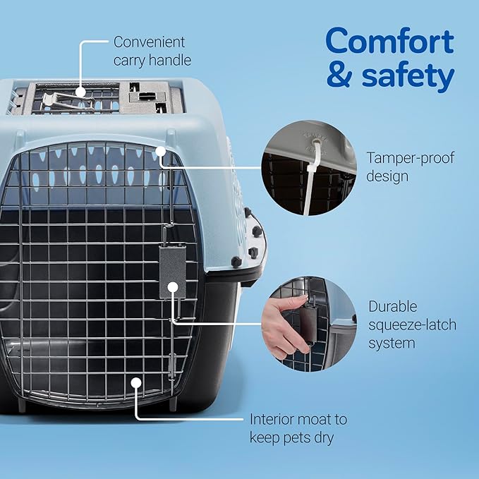 Petmate Dog Crates for Small Dogs & Cat Carriers, Two-Door Plastic Pet Kennel, Top & Front Loading, Made in USA, 24" For Pets Up To 15 lb, Pearl Tan