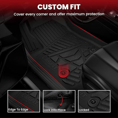 LASFIT Floor Mats 2019-2026 for Chevy Silverado/GMC Sierra 1500, 2020-2026 2500HD 3500HD, Crew Cab Only/Bench Seat (Only Fit with Rear Under-Seat Storage, But Not Fit 2nd Row Plastic Storage)