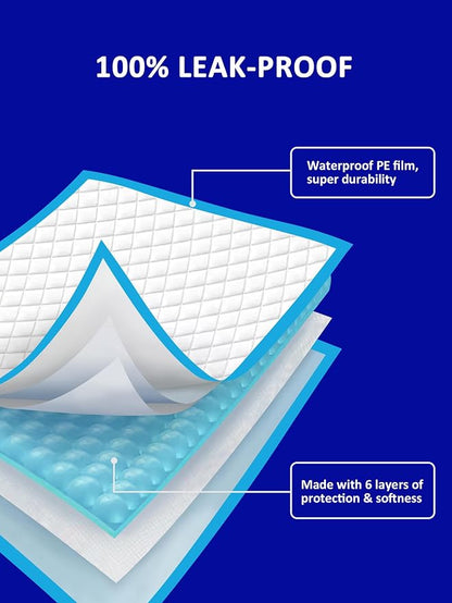 Ownpets XL Dog Training Pads 35x32, 6-Layer Leak-Proof Pee Pads, 40 Count | Absorbent 6 Layer, Quick-Dry Surface Locks Moisture & Odors, Non-Slip Backing, Ideal for Puppies, Seniors & Large Breeds