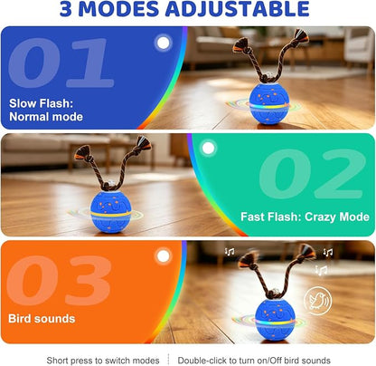 Interactive Dog Toy, Automatic Moving Dog Balls Smart Herding Ball for Dogs with Birdsong E-TPU Material, IPX7 Waterproof (Blue)