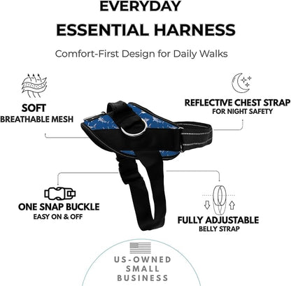 ShawnCo Essential Dog Harness, No-Pull Pet Vest (White Sharks,XS) | 3 Leash Clips, Easy On, No-Choke, Reflective, Adjustable Fit, Padded Comfort, Control Handle, For Small, Medium & Large Dogs