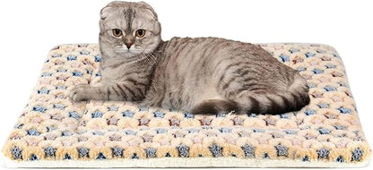 Mora Pets Cat Bed Ultra Soft Dog Crate Pad Star Print 14 x 17.5 inch Brown | Washable Crate Mat for Small Dogs and Indoor Cats, Reversible Fleece Dog Kennel Pad, Flat Pet Bed, Cat Carrier Mat